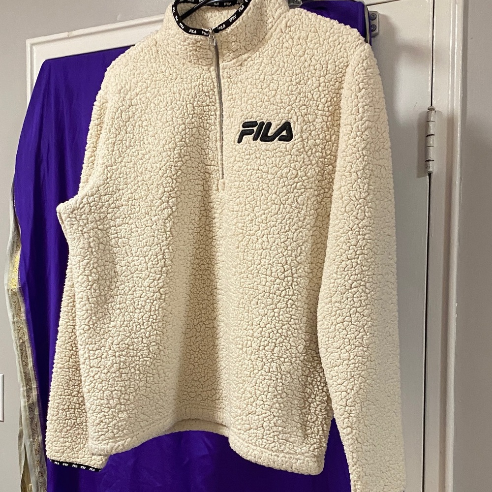 Fila Cream Sherpa Half-Zip Jacket